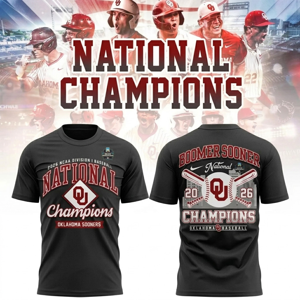 Oklahoma Sooners 2026 NCAA Baseball National Champions Locker Room T-Shirt