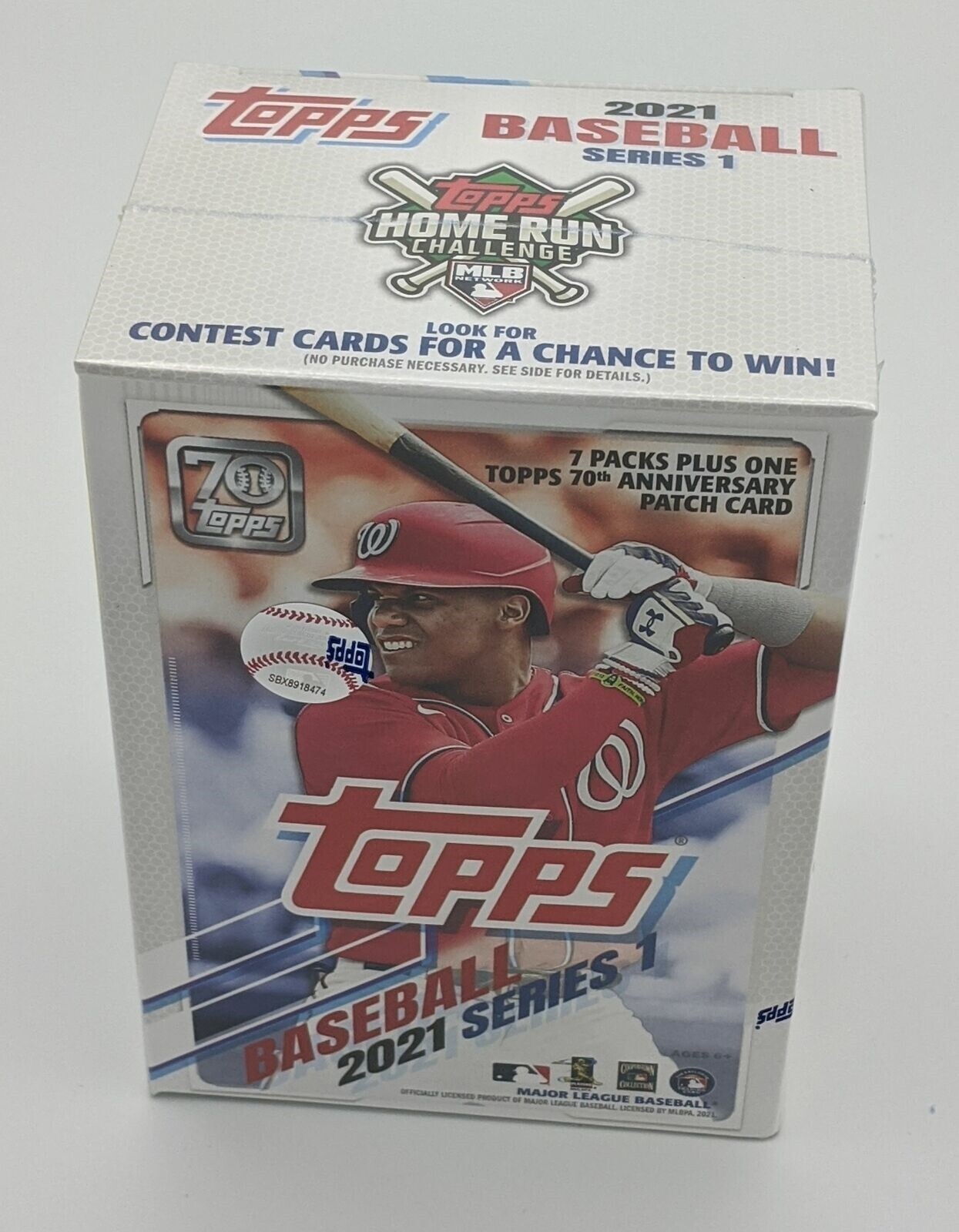 Factory Sealed 7 Pack Blaster Box 2021 Topps Series 1 Baseball Cards with Patch