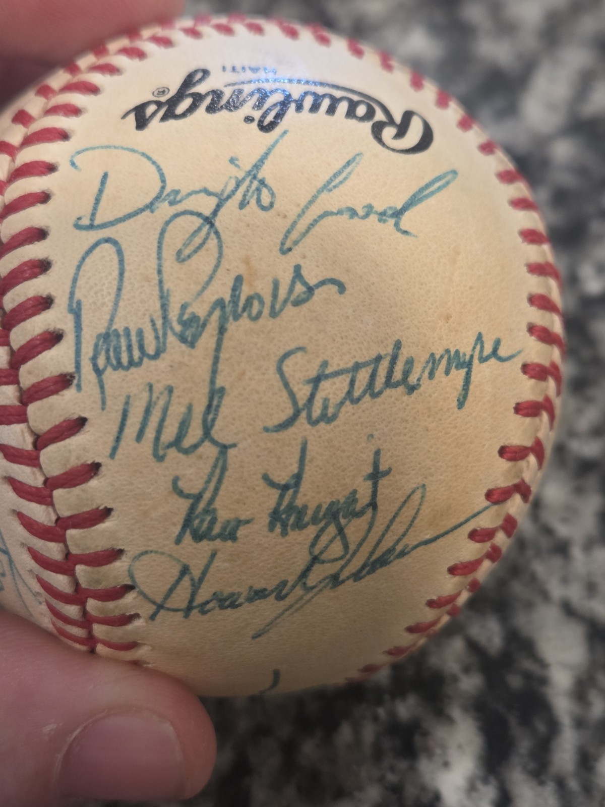1985 New York Mets Team Signed Baseball 25 Sigs Carter Gooden Hernandez OOS COA