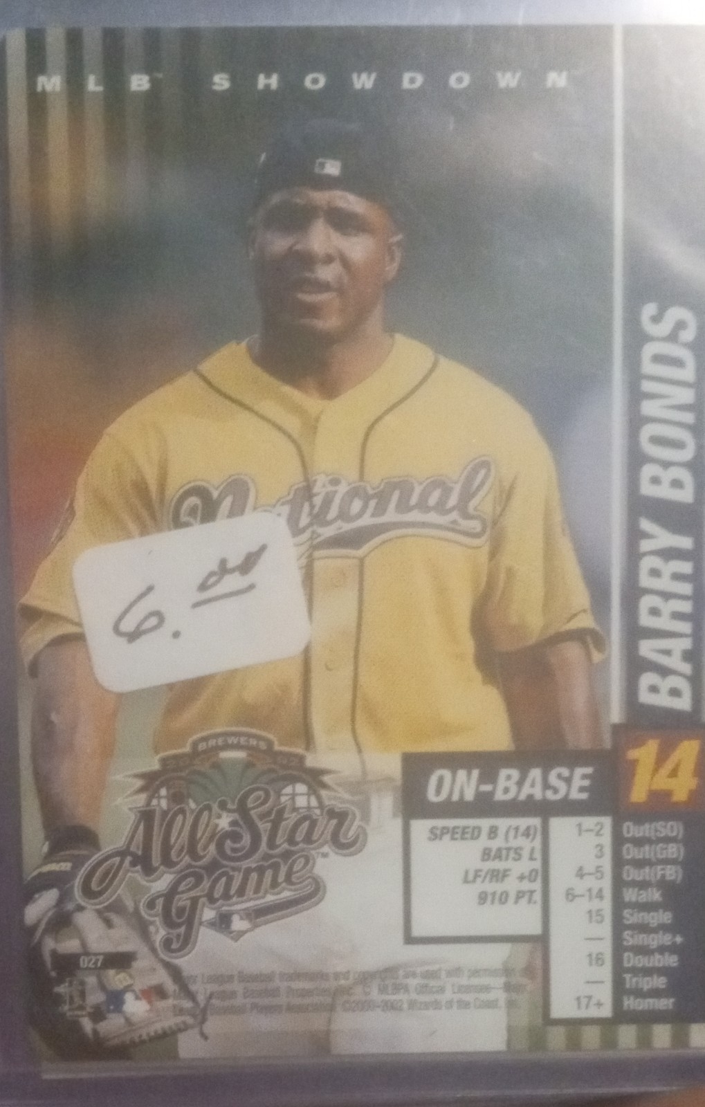 2002 Mlb Showdown All-Star Game – All-Star Game Barry Bonds #027