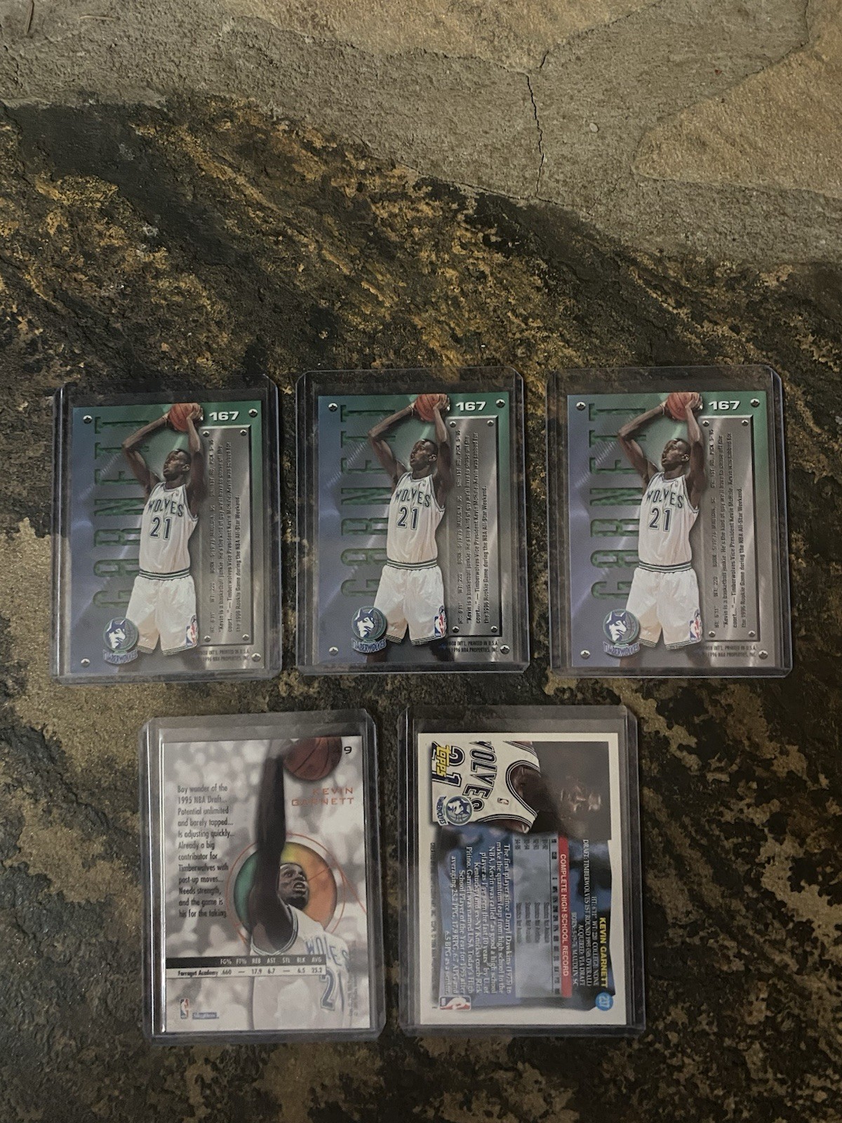 1995-96 Fleer Metal #167, Topps #237 & Skybox E-XL #49 Kevin Garnett (RC) Lot