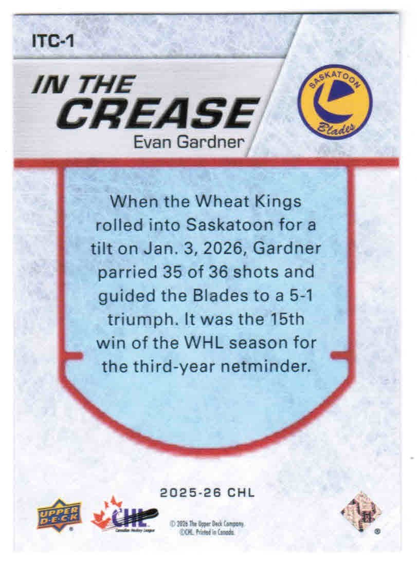 25/26 2025 UD UPPER DECK CHL HOCKEY IN THE CREASE CARDS ITC-XX U-Pick List
