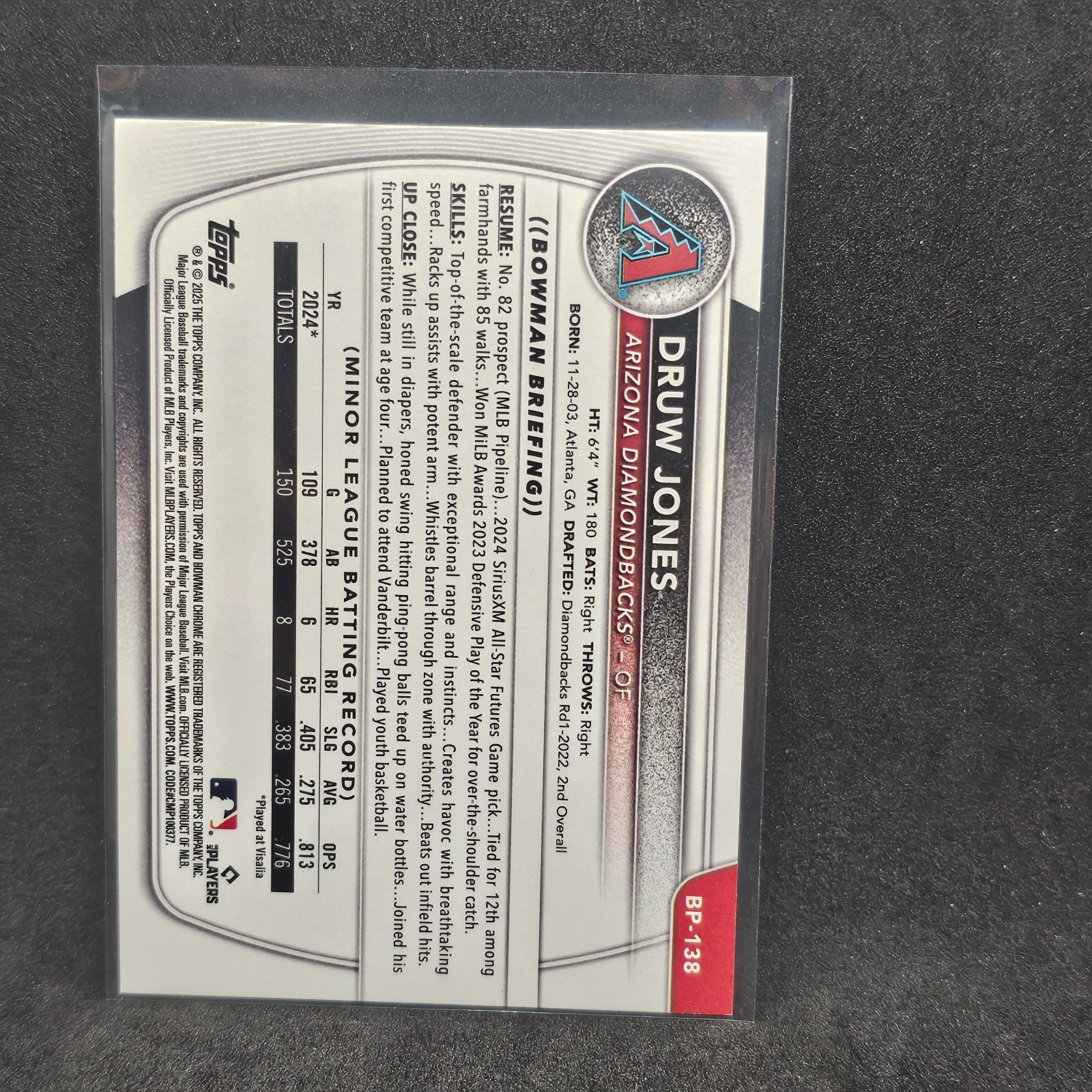 2025 Bowman – Prospects Druw Jones #BP-138 (RC)