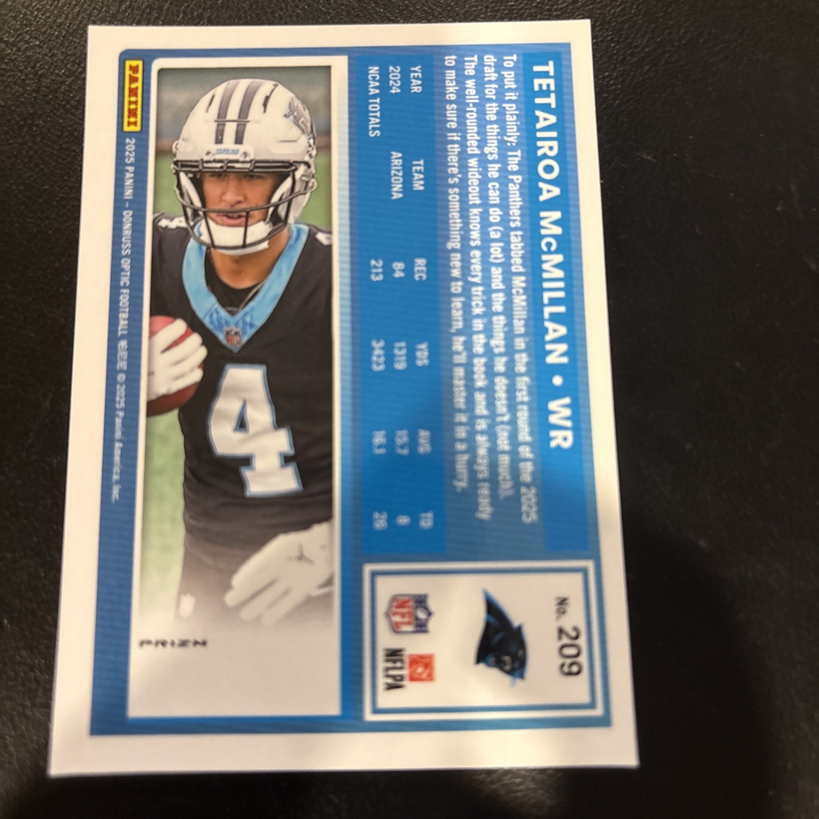 2025 Donruss – Rated Rookie Tetairoa McMillan #209 Optic Preview Fire Emoji 🔥SP