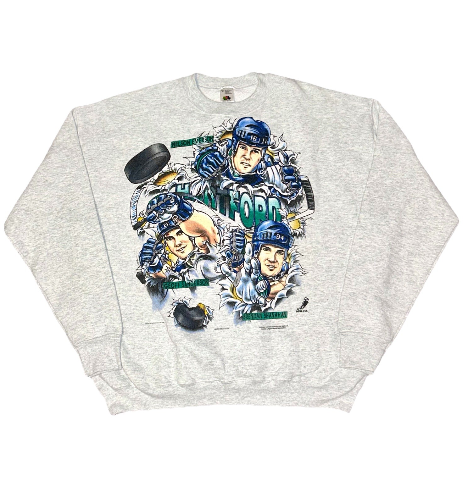 Vintage 1995 Hartford Whalers NHL Xplosion Caricature Cartoon Sweatshirt XL USA