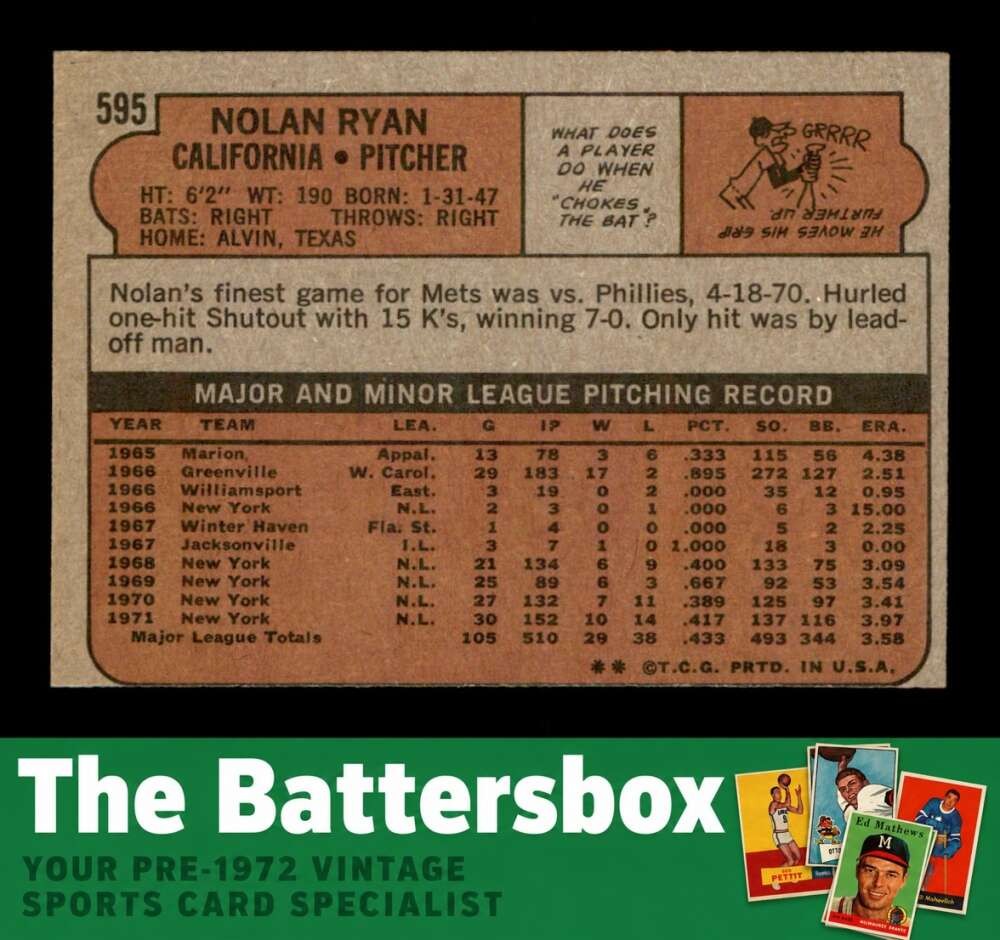 1972 Topps #595 Nolan Ryan EX+ X3731898