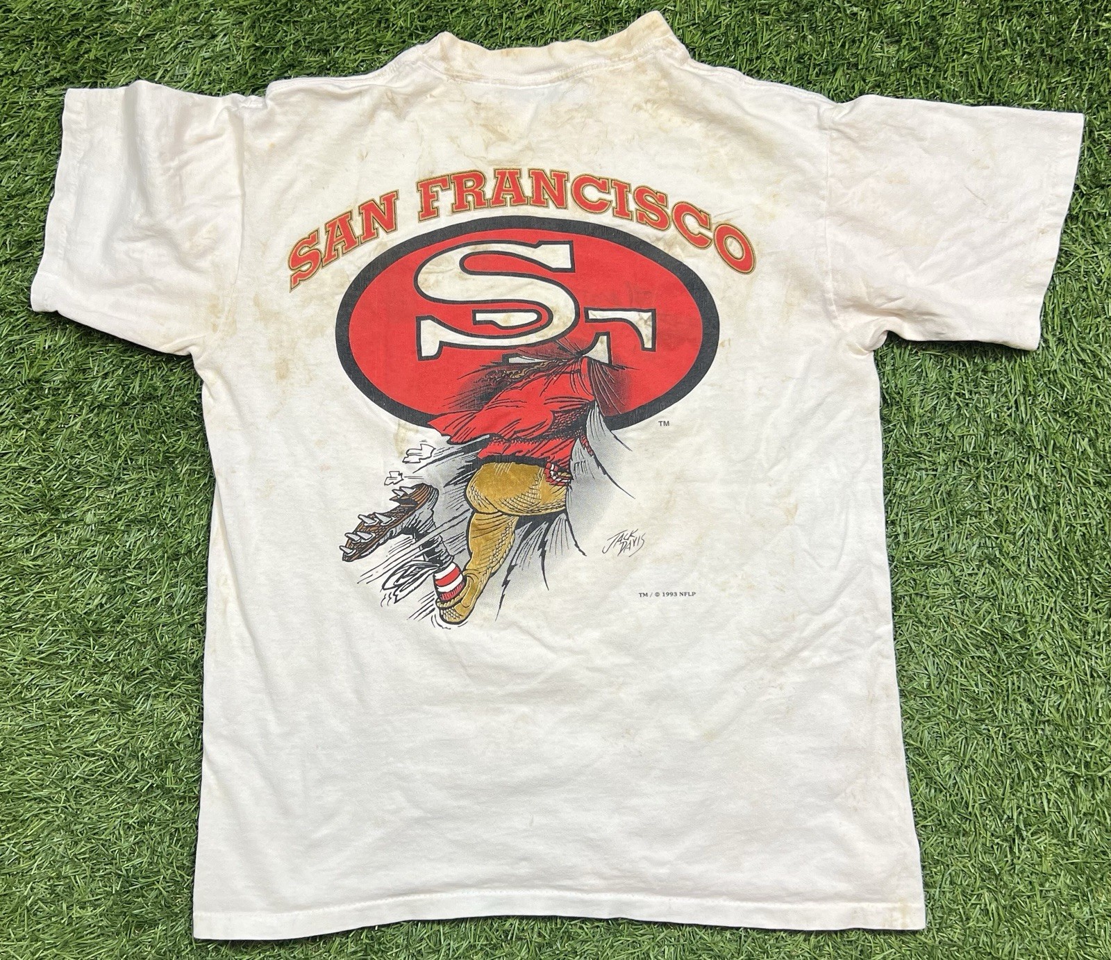 San Francisco 49ers NFL Caricature T-Shirt Men’s M Double Sided Vintage 90s