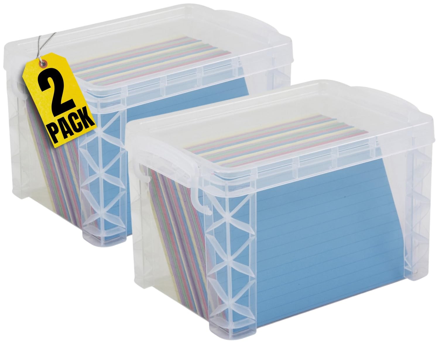 Clear Plastic Index Card Storage Boxes 4×6 Inch Set of 2 Holds 500 Cards