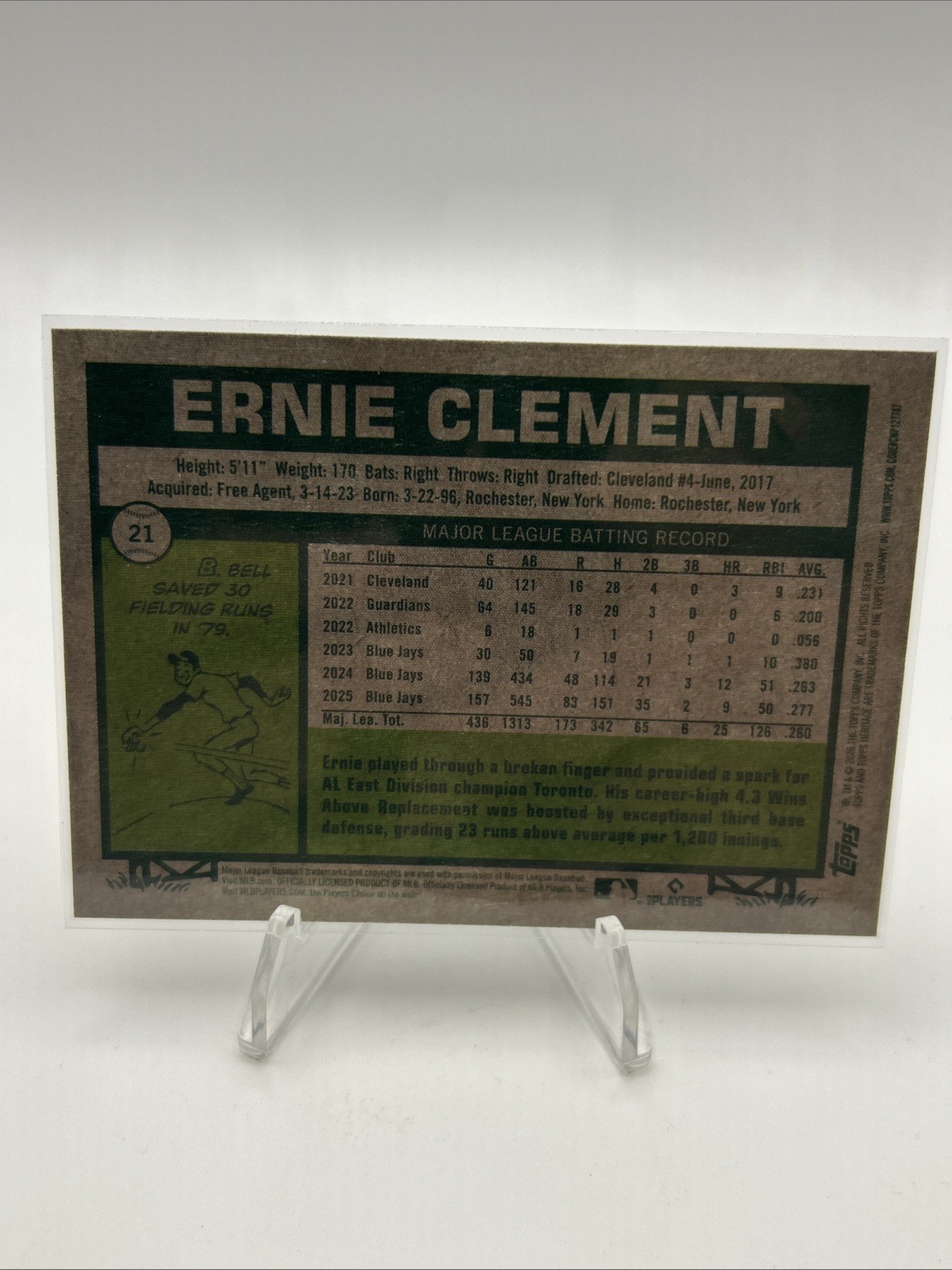 2026 Topps Heritage Ernie Clement #21 Toronto Blue Jays Dark Yellow Border SP
