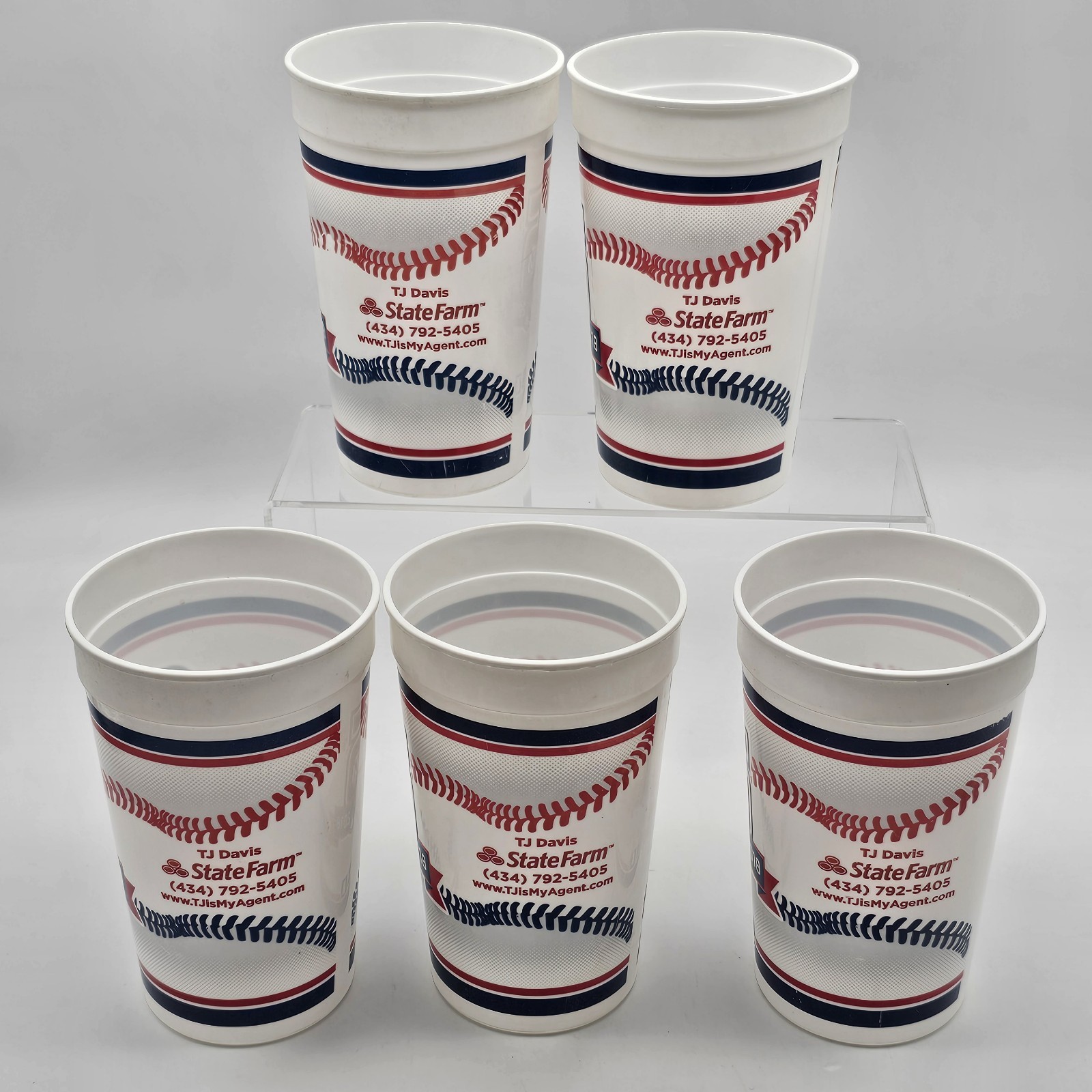 5 Braves Minor League Danville Plastic Cups 25 Years 1993-2018 Drinkware Promo