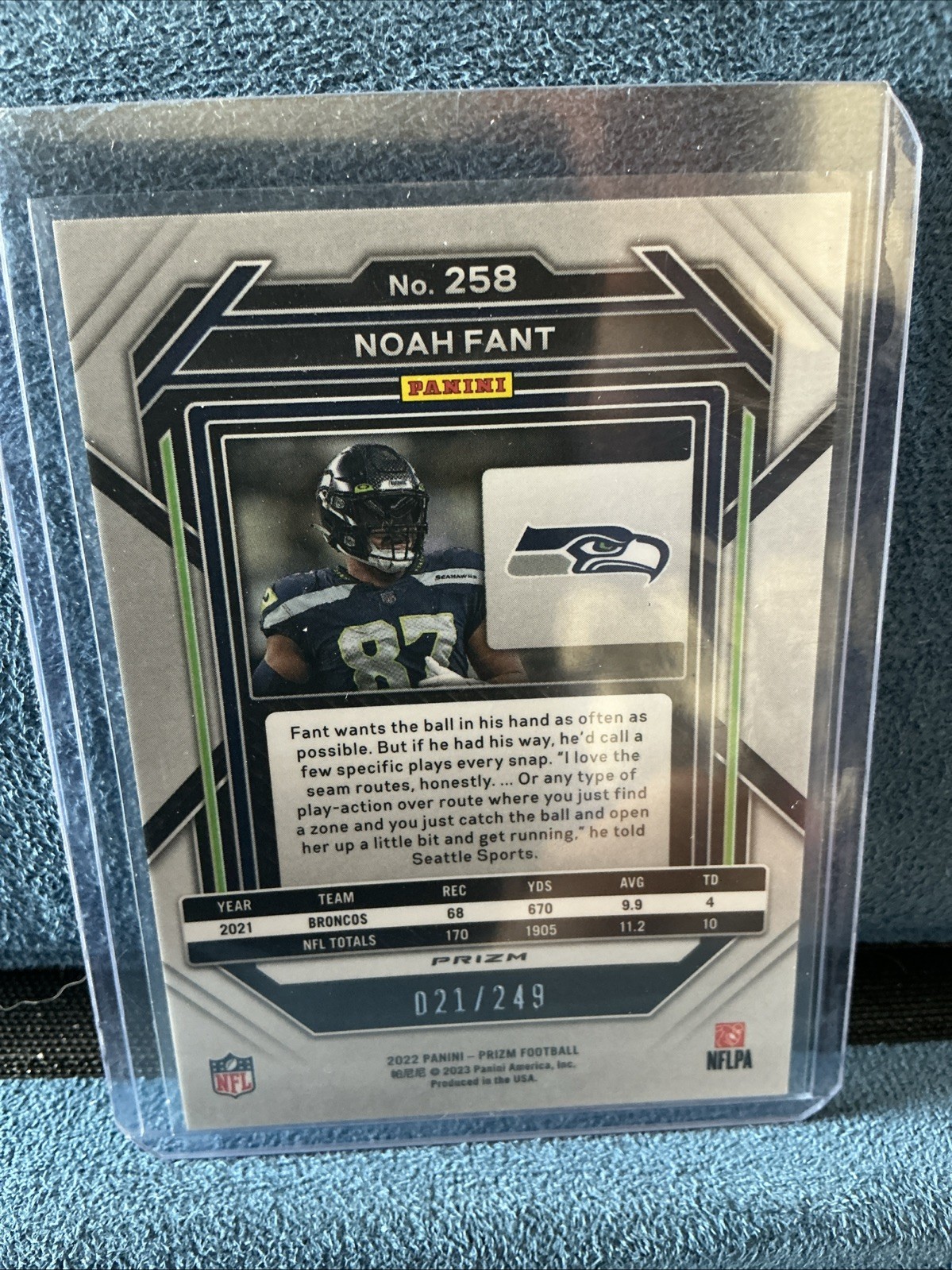 2022 Panini Prizm Noah Fant #258 Orange Prizm /249