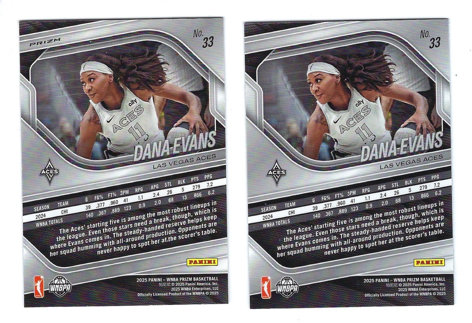 2025 Panini Prizm WNBA White Seismic Prizm #33 Dana Evans & Base Card