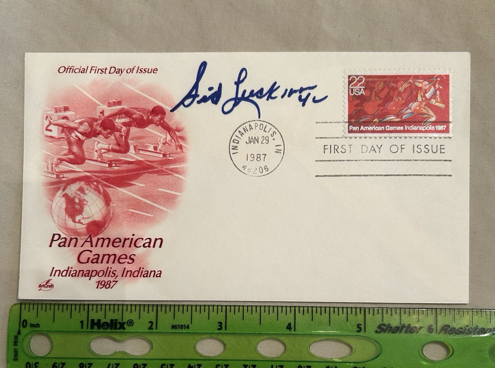 Autograph Signed Postal Cover Sid Luckman #42 Chicago Bears HOF NFL Football