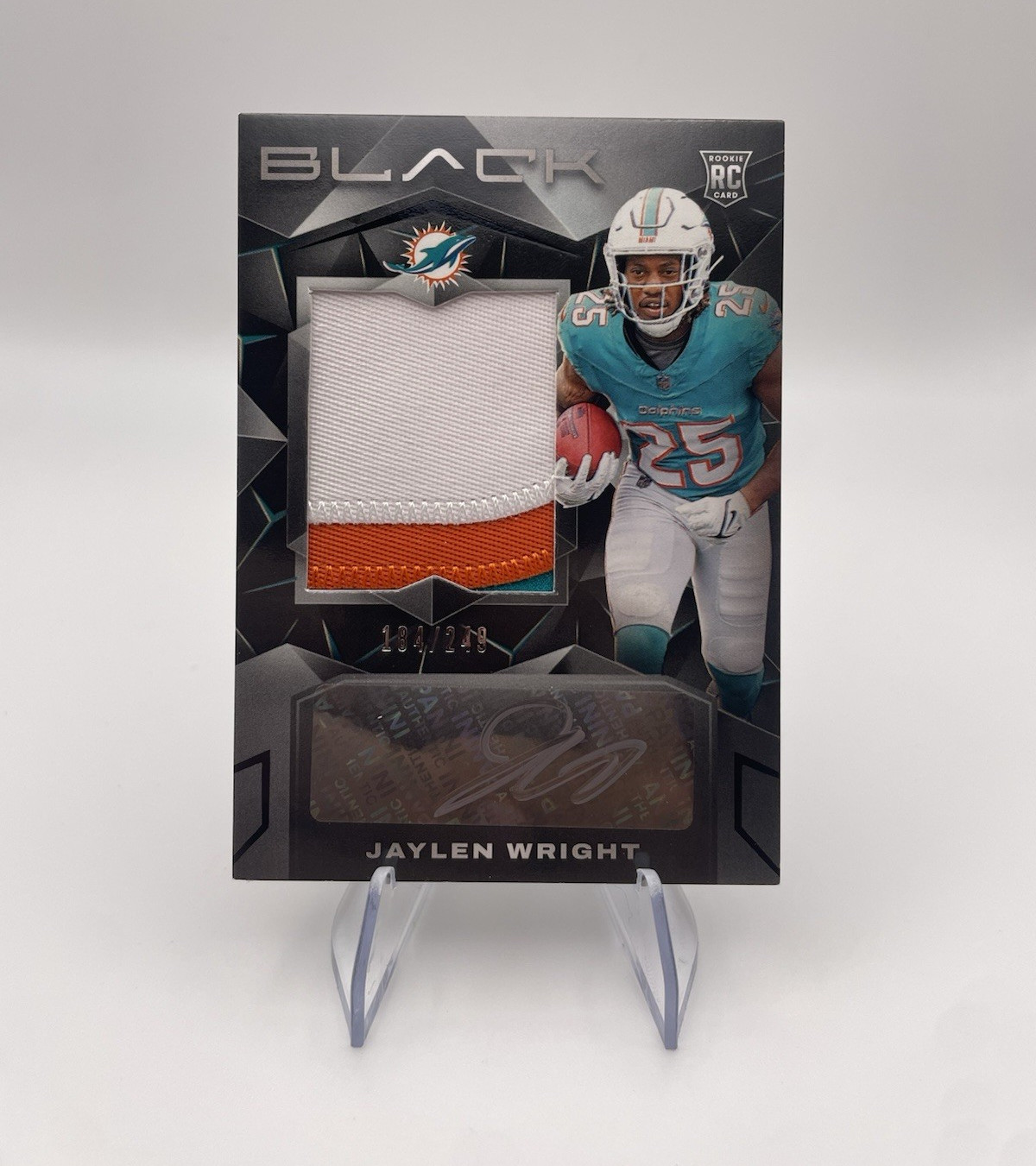 Panini 2024 Black Jaylen Wright Miami Dolphins Rookie Patch Auto #220 /299