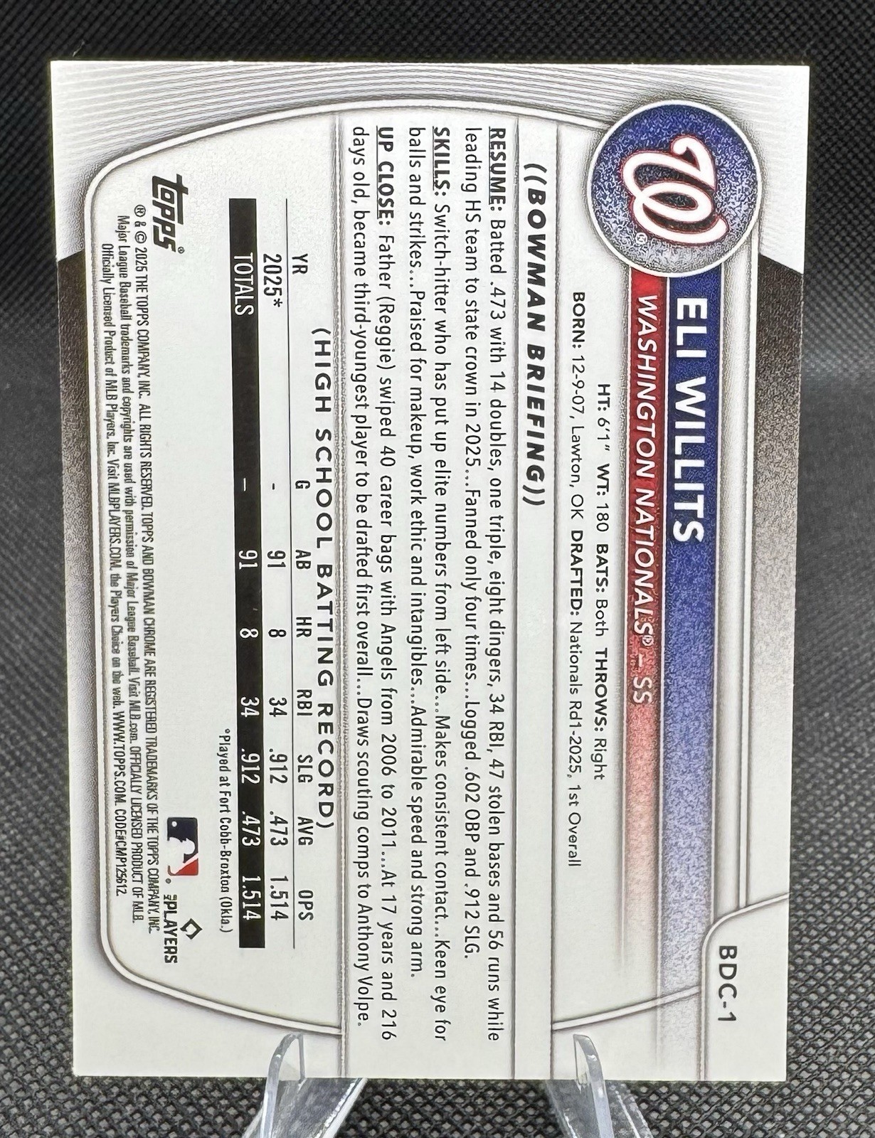 ELI WILLITS 2025 Bowman Draft Chrome 1st Bowman X-FRACTOR,CHROME & PRIZED PROS.
