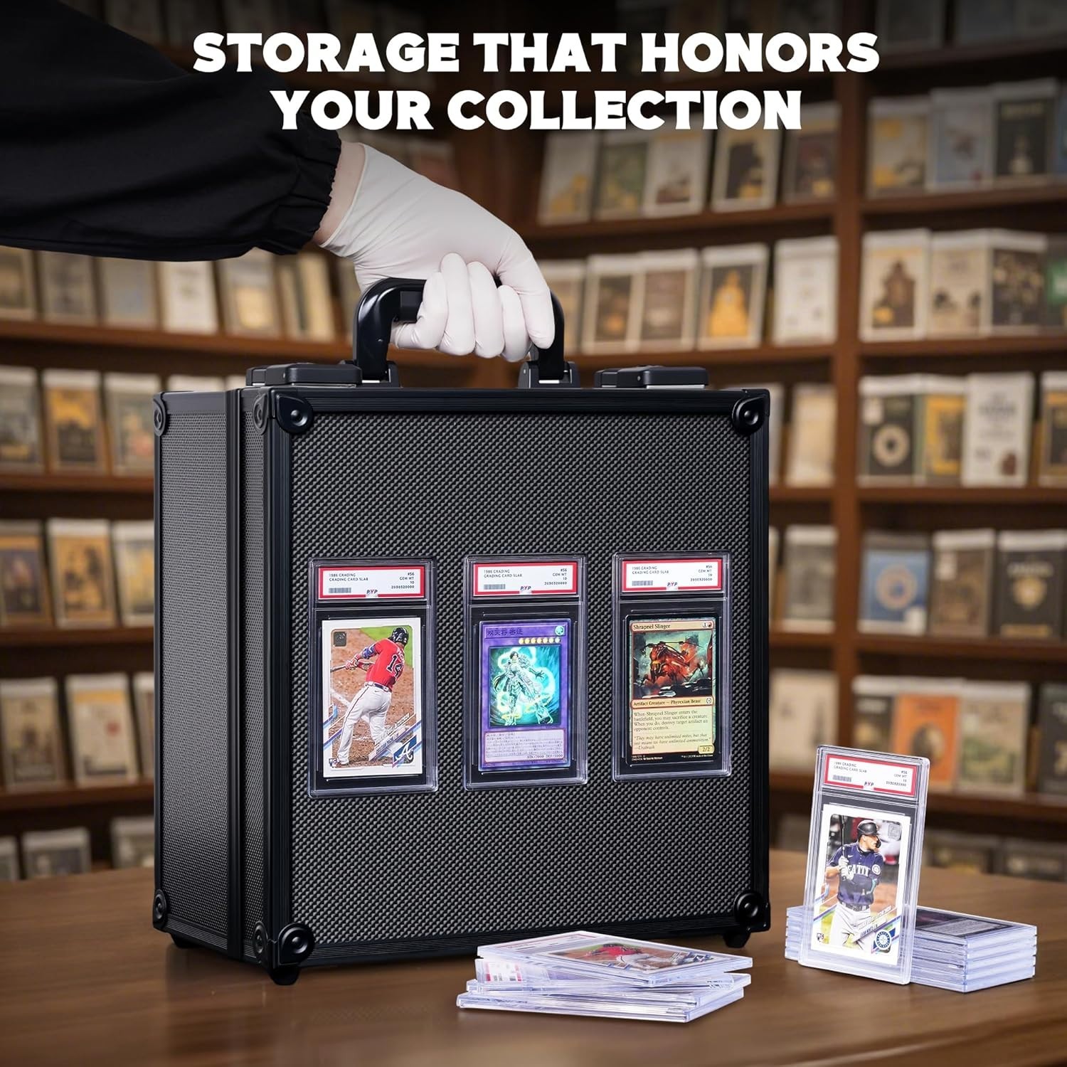 Graded Card Storage Box, TSA Lock, Holds 140+ Cards