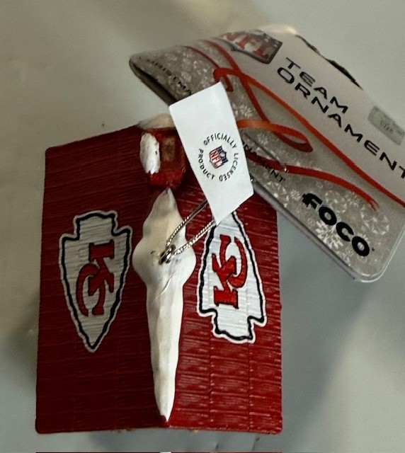 Kansas City Chiefs Log Cabin Christmas Holiday Ornament NEW