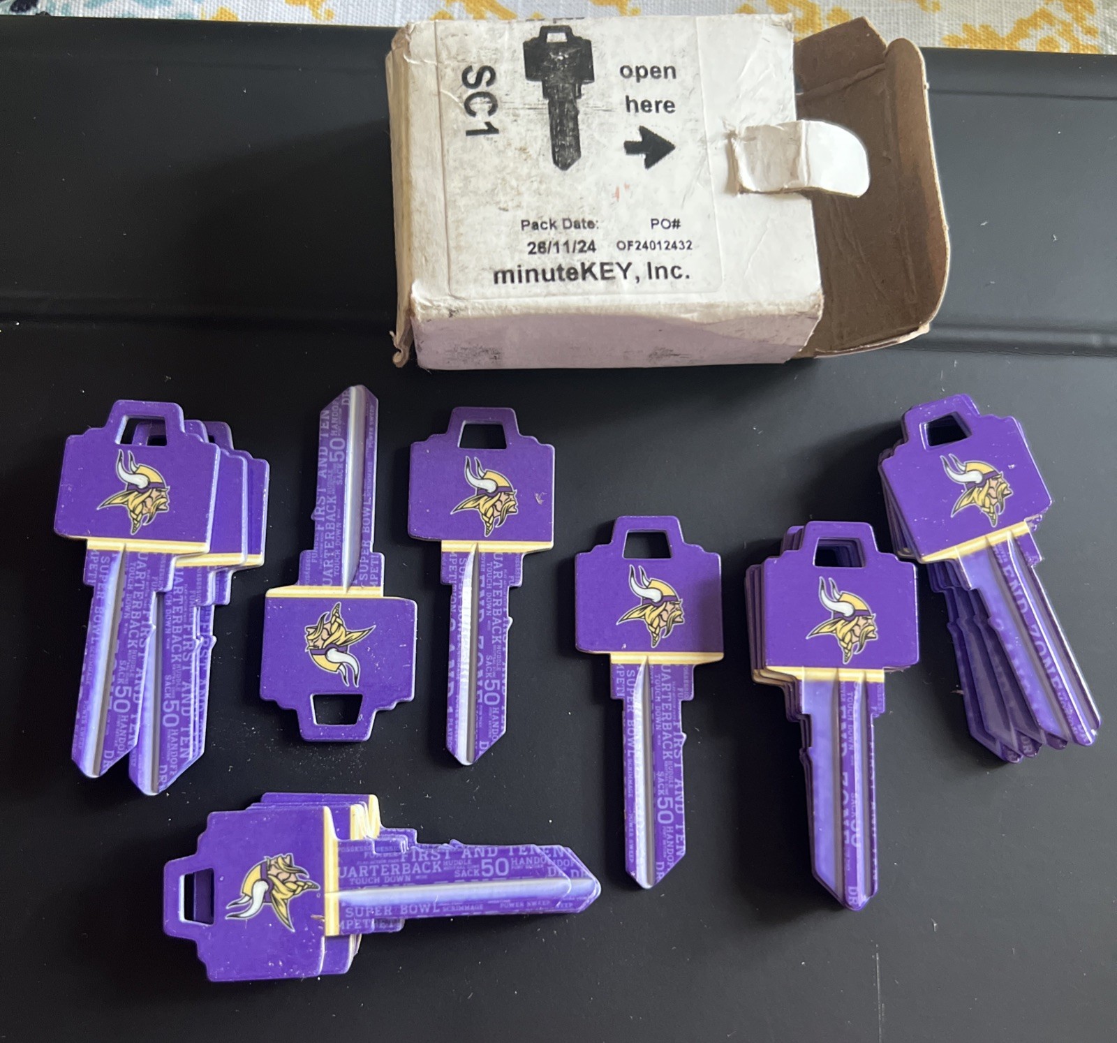 NFL Minnesota Vikings for Schlage Locks SC-1 Key Blank NEW Box Of 20 SC1 FKS165M