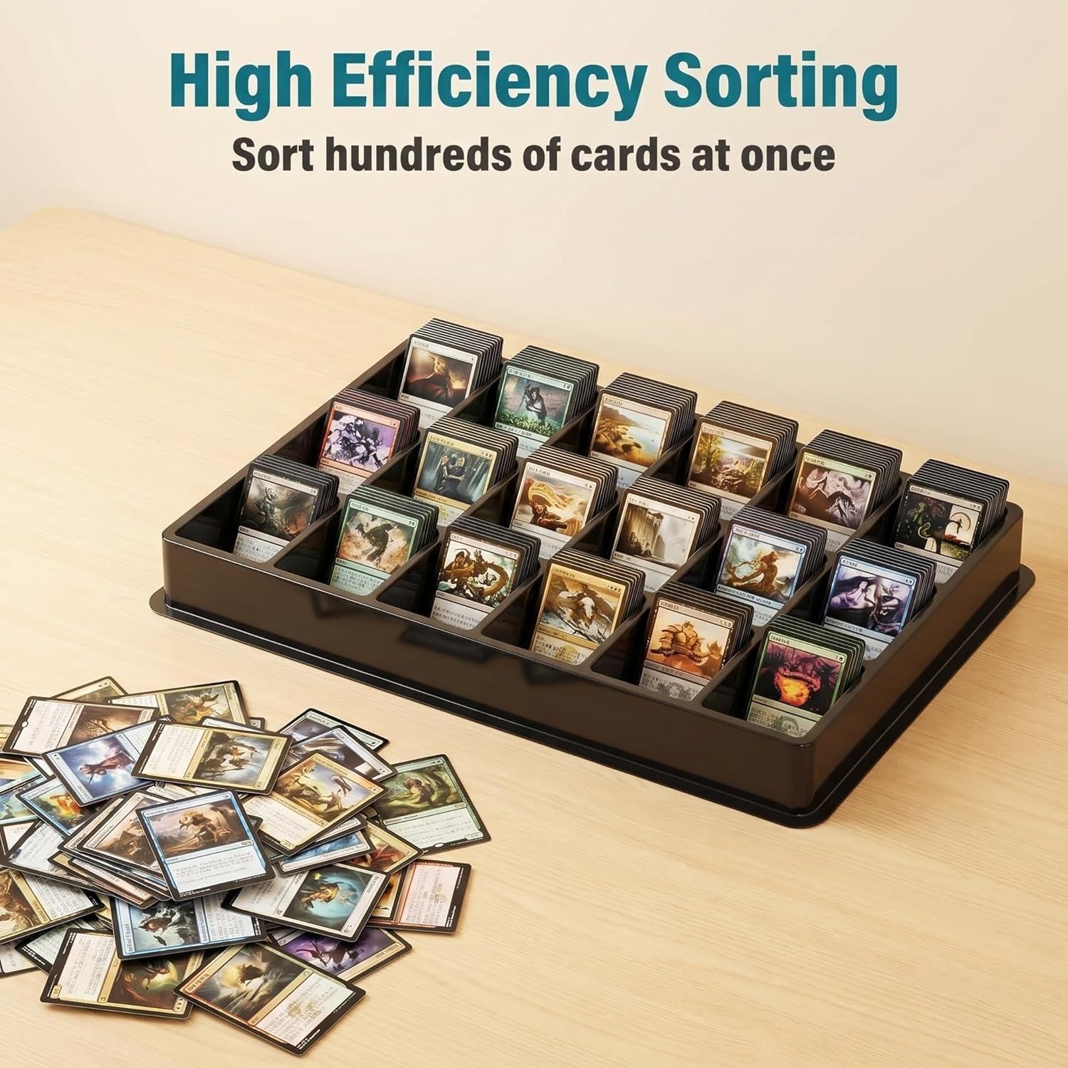 Stackable Trading Card Organizer 18 Compartment Card Sorting Tray 5 Pack