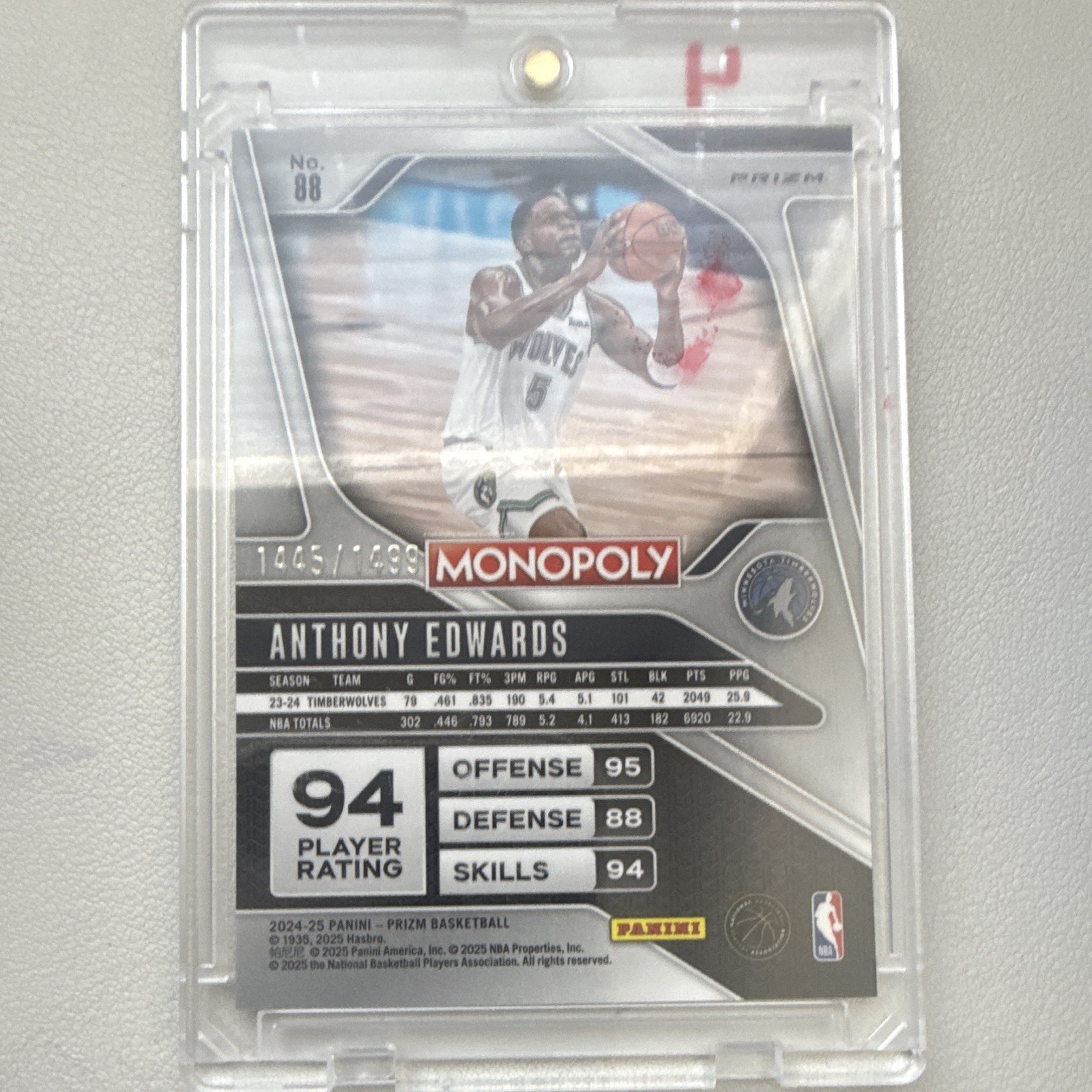 Panini 2024-25 Prizm Monopoly Anthony Edwards #88 Timberwolves /1499