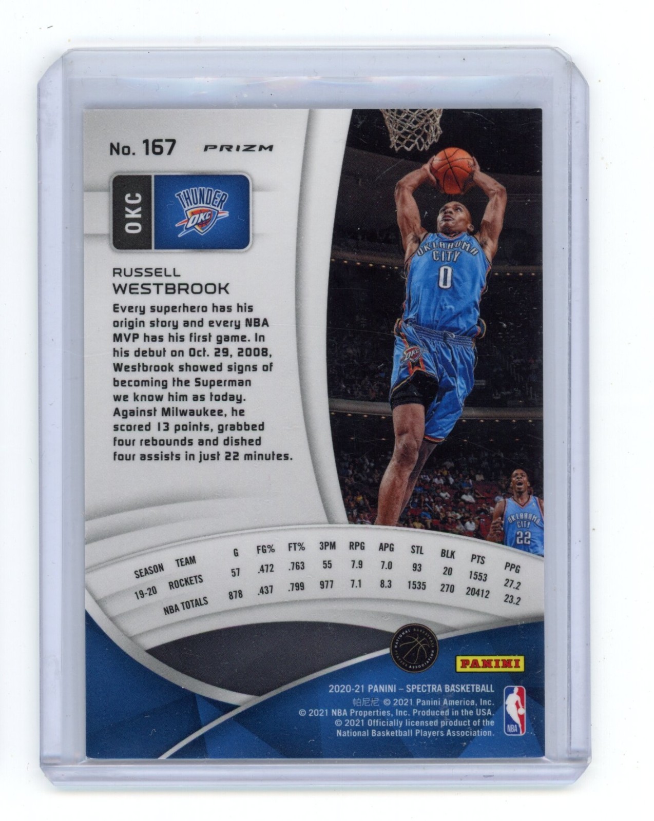 Russell Westbrook 2020-21 Panini Spectra #167 Asia Red Thunder