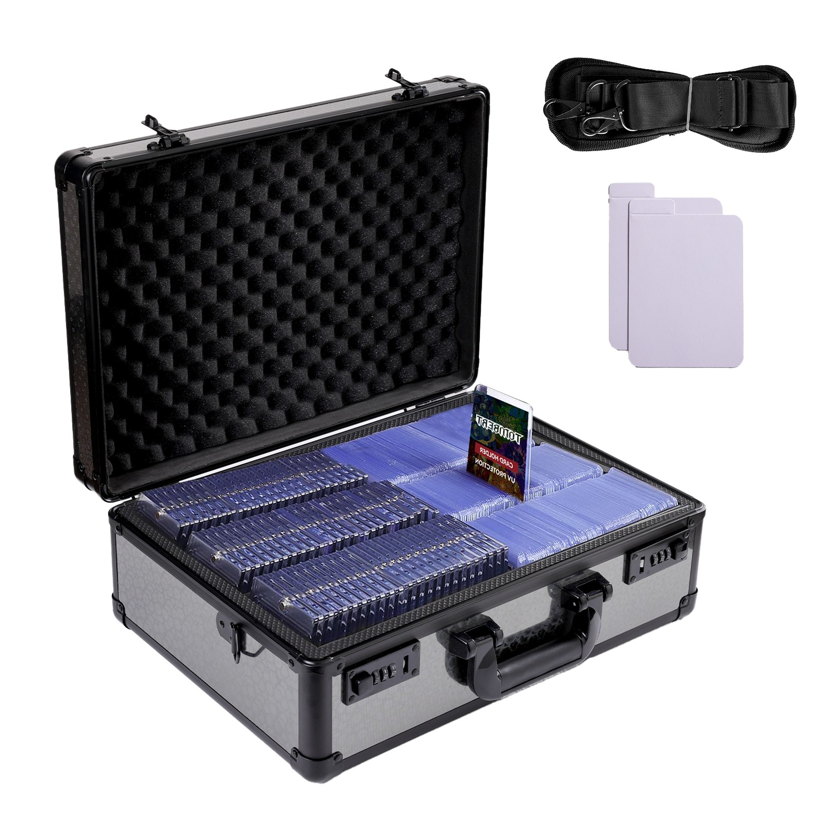 160 PSA Graded Card Storage Box Lockable 4-Slot Sports Card Case w/ Carry Strap