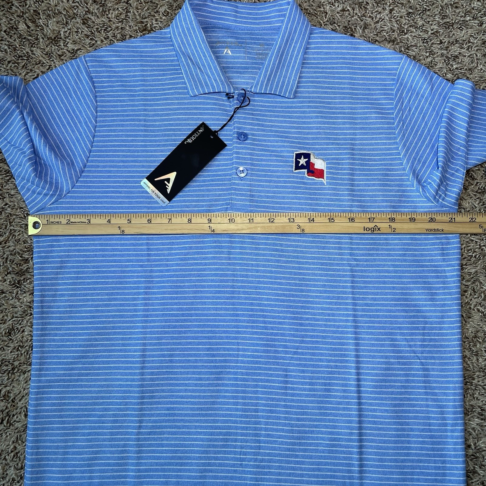 Texas Rangers Texas Flag Polo Golf Shirt Antigua Esteem Mens Medium Blue NEW