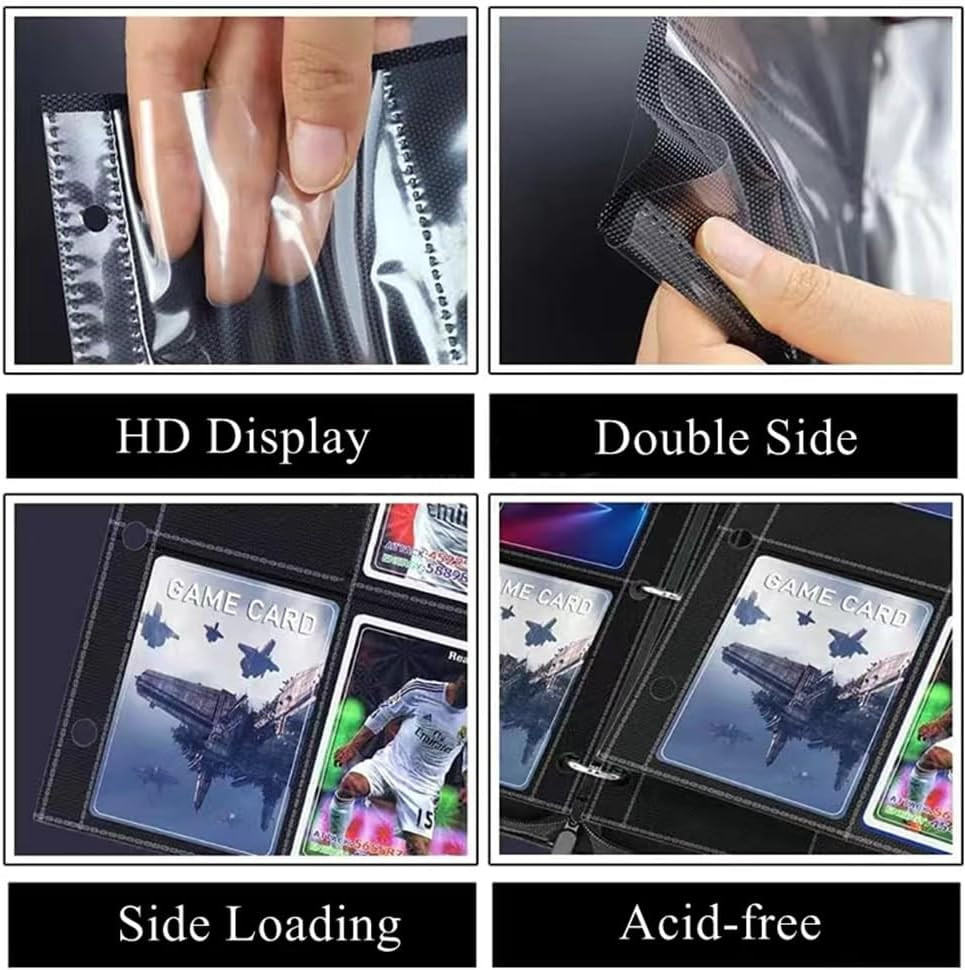 1800 Pockets Trading Card Sleeves Pages, Double-Sided Card Sleeves Binder Sheet