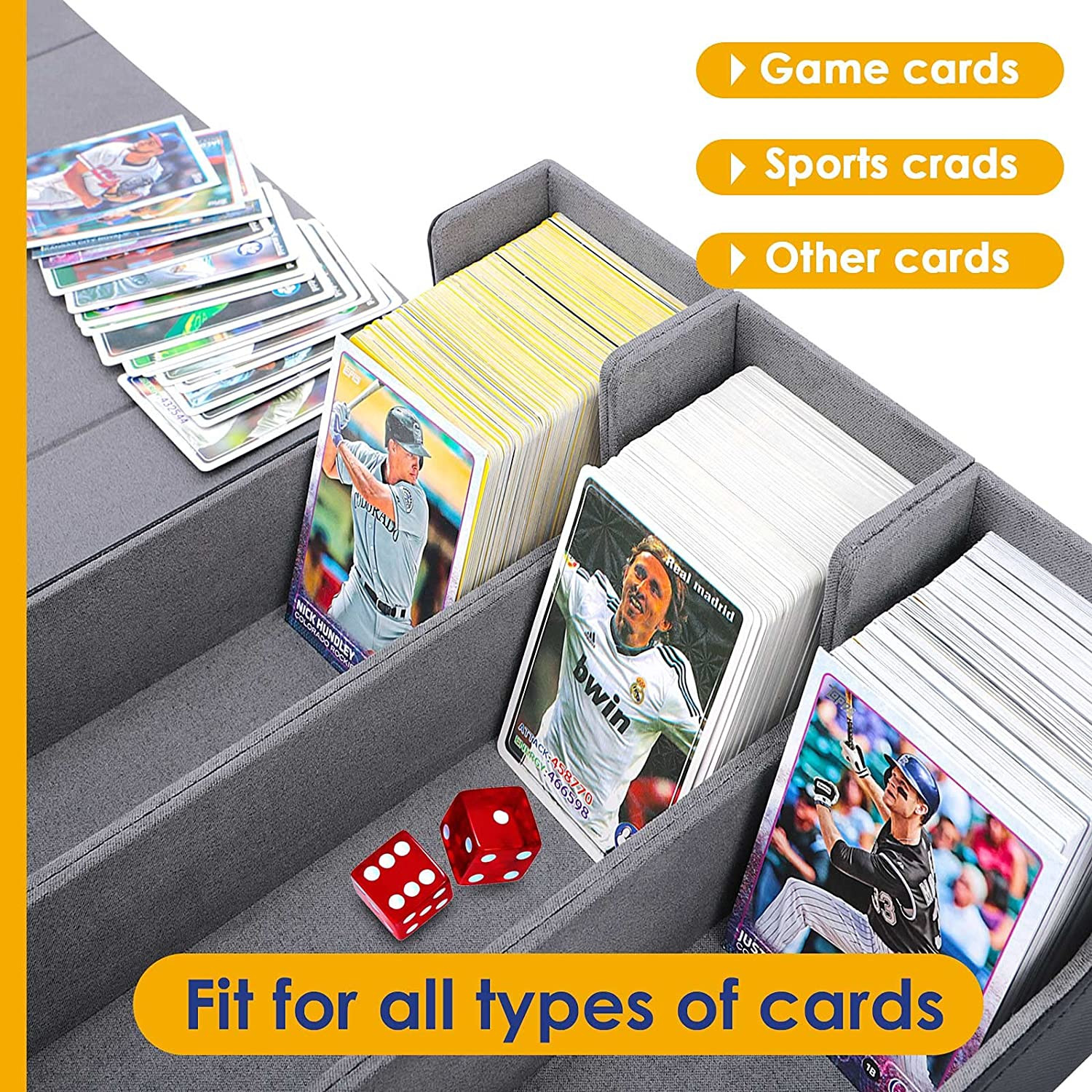 3-Row 1800+ Storage Box Baseball Basketball Trading Sport Cards Holder Deck Case