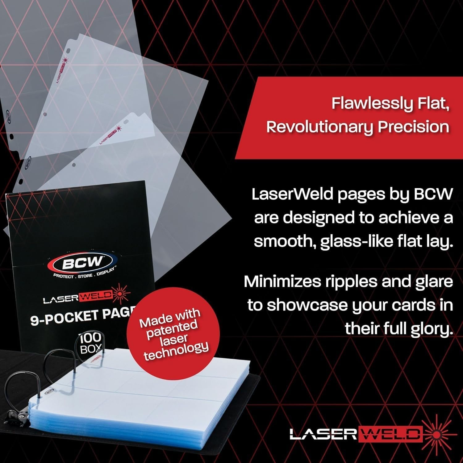 LaserWeld 100 Pack of 9 Pocket Trading Card Sleeves – Crystal Clear Protection