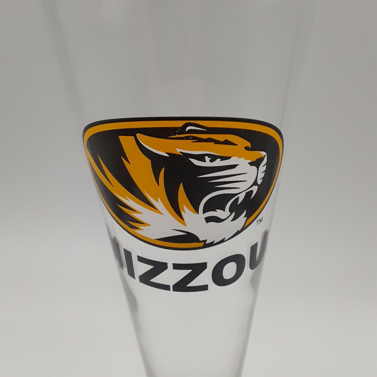 Missouri Tigers Pilsner Glass Mizzou Spell Out Logos Tall Footed Pedestal Base