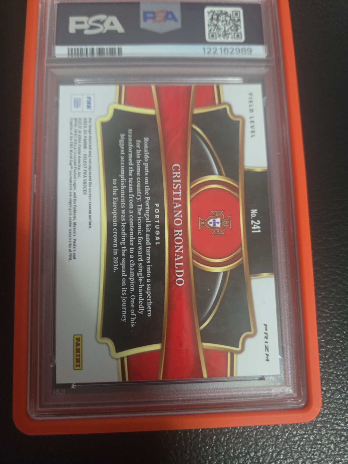 2023-24 Panini Select FIFA – Field Level Cristiano Ronaldo #241 Red Prizm PSA 10