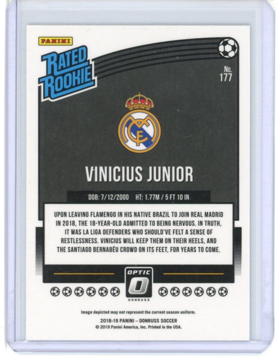2018-19 PANINI DONRUSS SOCCER OPTIC BASE RATED ROOKIE VINICIUS JUNIOR #177