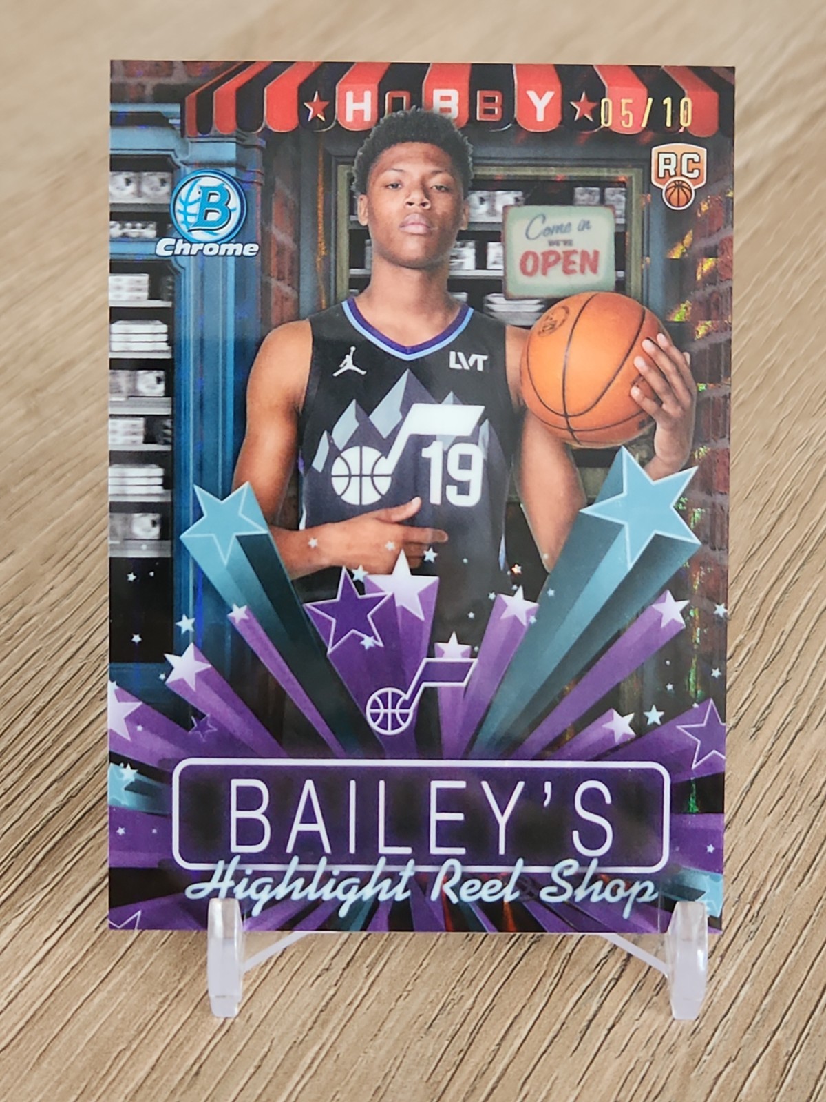 2025-26 Bowman Chrome Ace Bailey Hobby Shop #HS9 Black Geometric Refractor Jazz