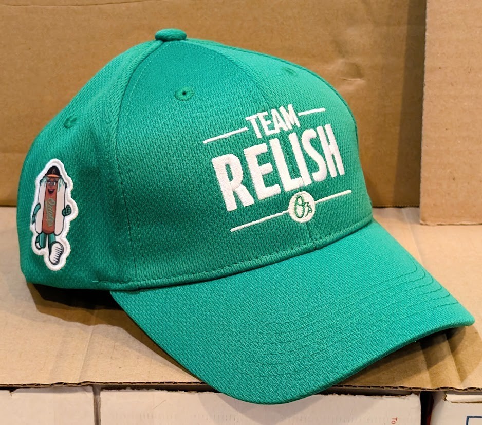 Baltimore Orioles 2026 Team Relish Hot Dog Race Snapback Hat SGA Green New