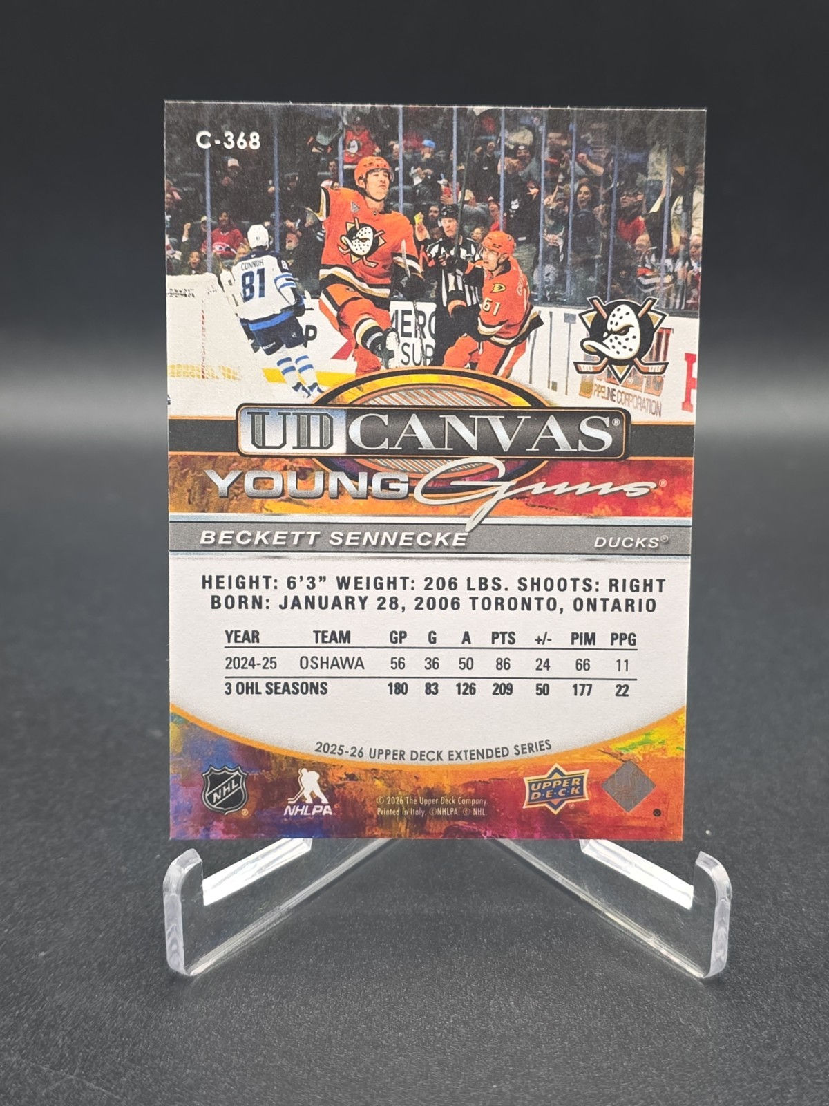 2025-26 UPPER DECK EXTENDED SERIES BECKETT SENNECKE CANVAS YOUNG GUNS C-368 💥