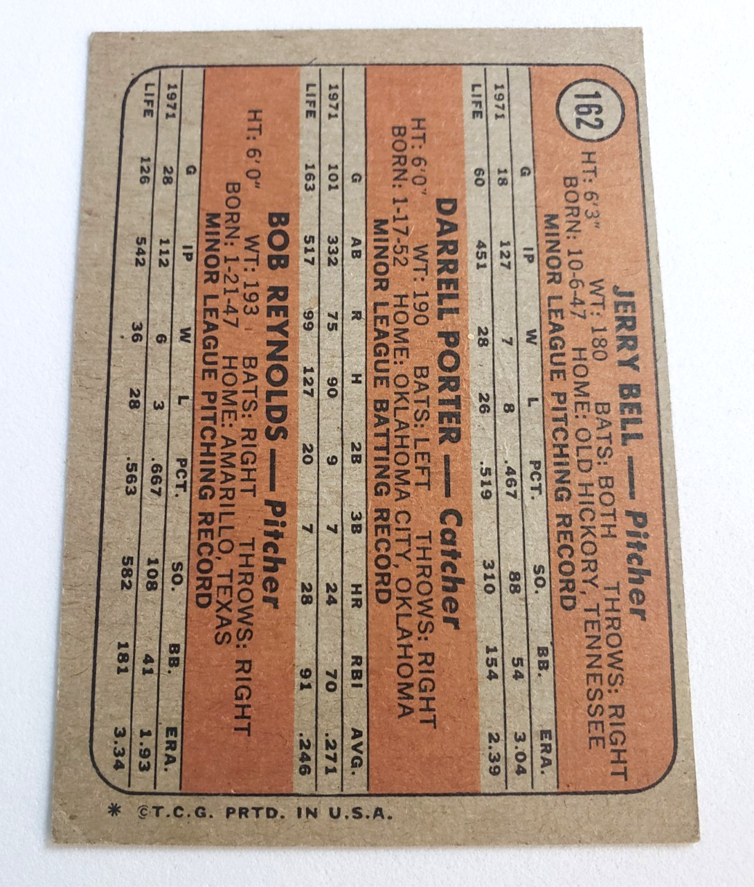 1972 Topps Baseball Rookie Stars Darrell Porter RC #162 Milwaukee Brewers EX