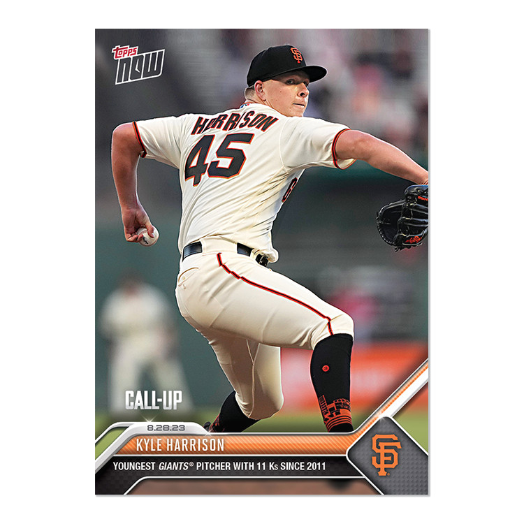 2023 Topps NOW 780 Kyle Harrison 11 Ks & 1st Win in Home Debut Call-Up In Hand