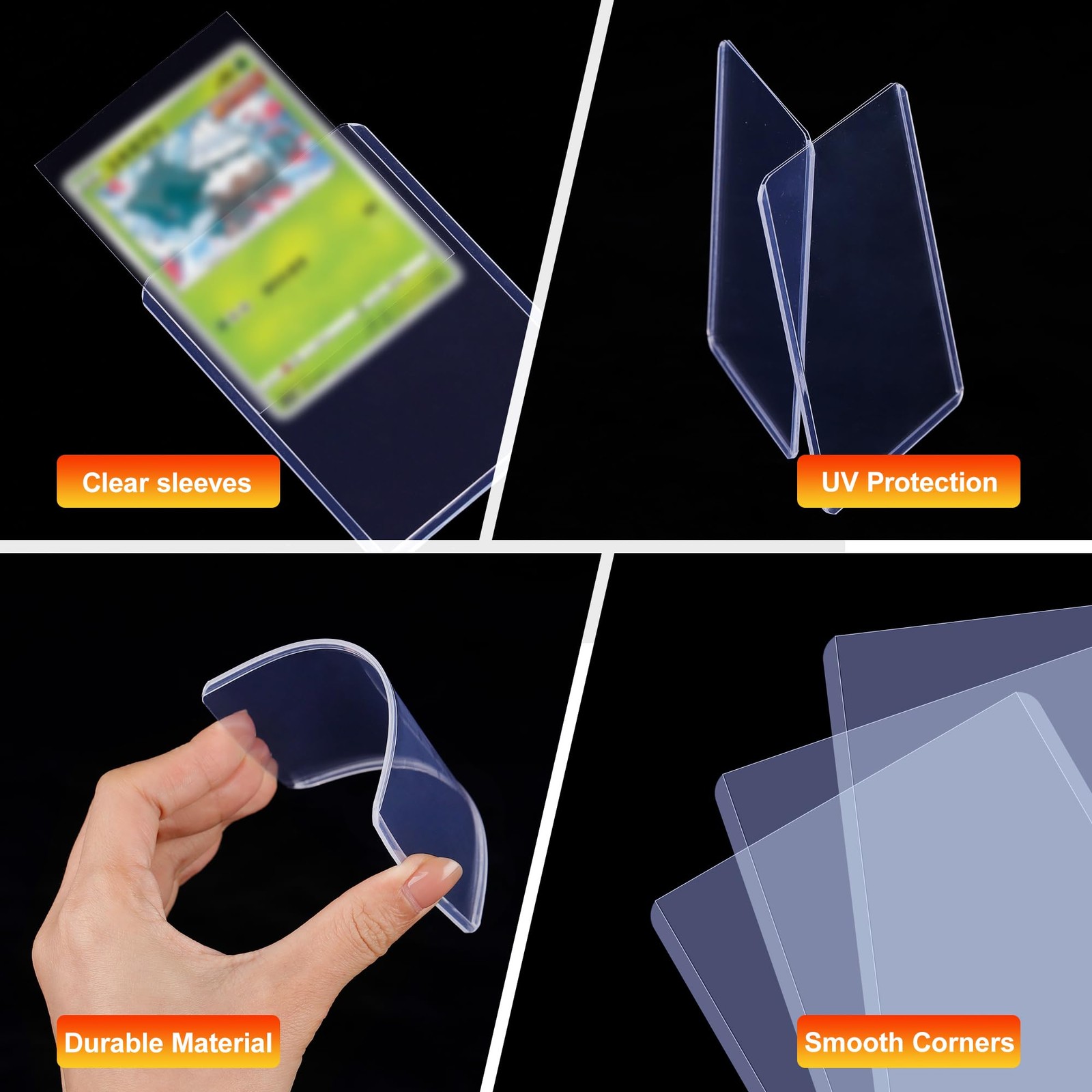QTYORD 1000Pcs Clear Loaders for Cards 500 pcs + 500 Clear, 500pcs+500pcs