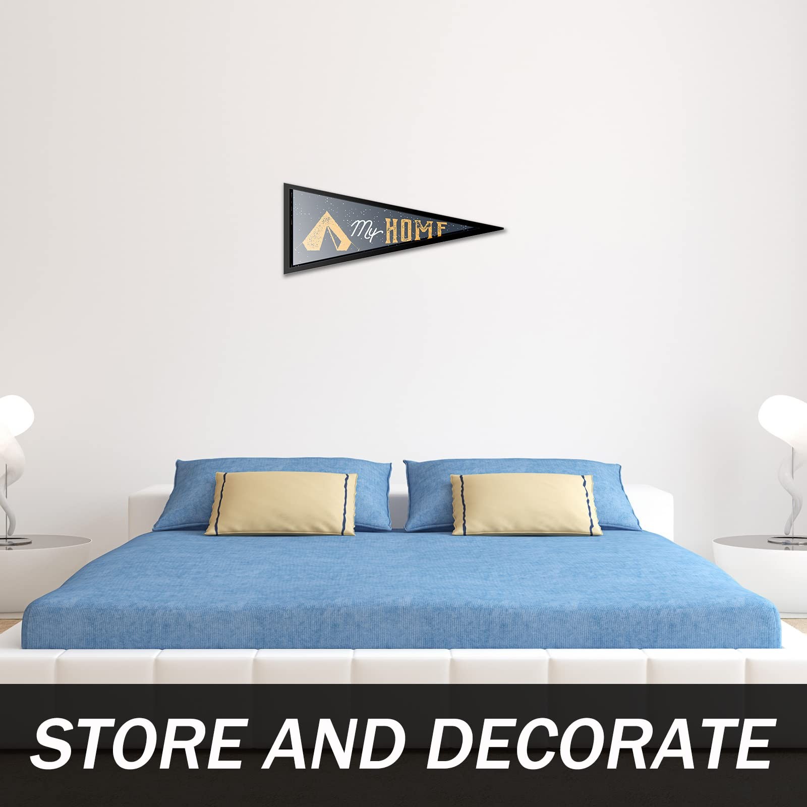 Pennant Frame Wood Flag Frame for 12 x 30 Inch Pennants Display Pennant Holde…