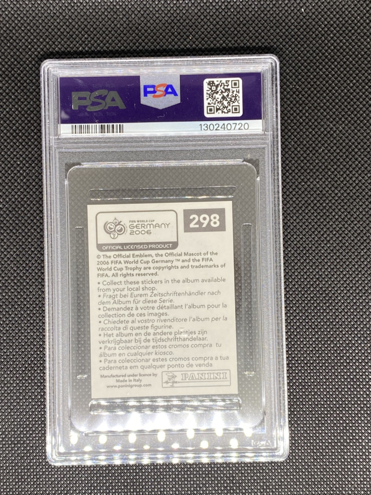 2006 Panini World Cup Germany Sticker Cristiano Ronaldo #298 PSA 7 MINT ROOKIE