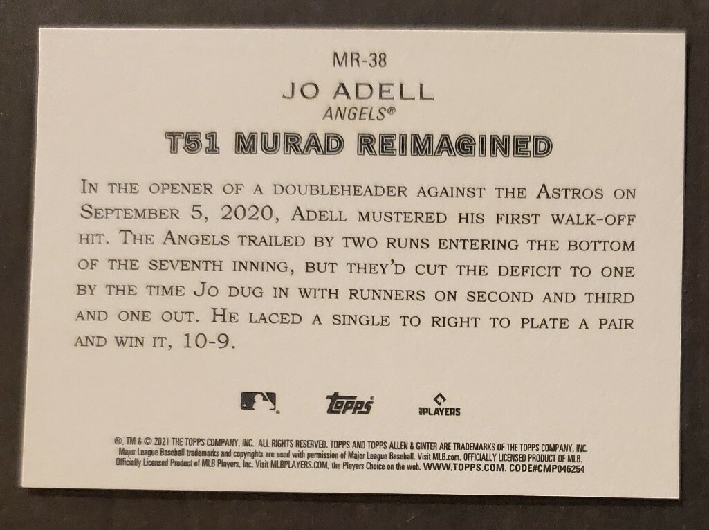 2021 Allen&Ginter #MR-38 Jo Adell RC ANGELS Rookie T51 MURAD Reimagined NM/MT
