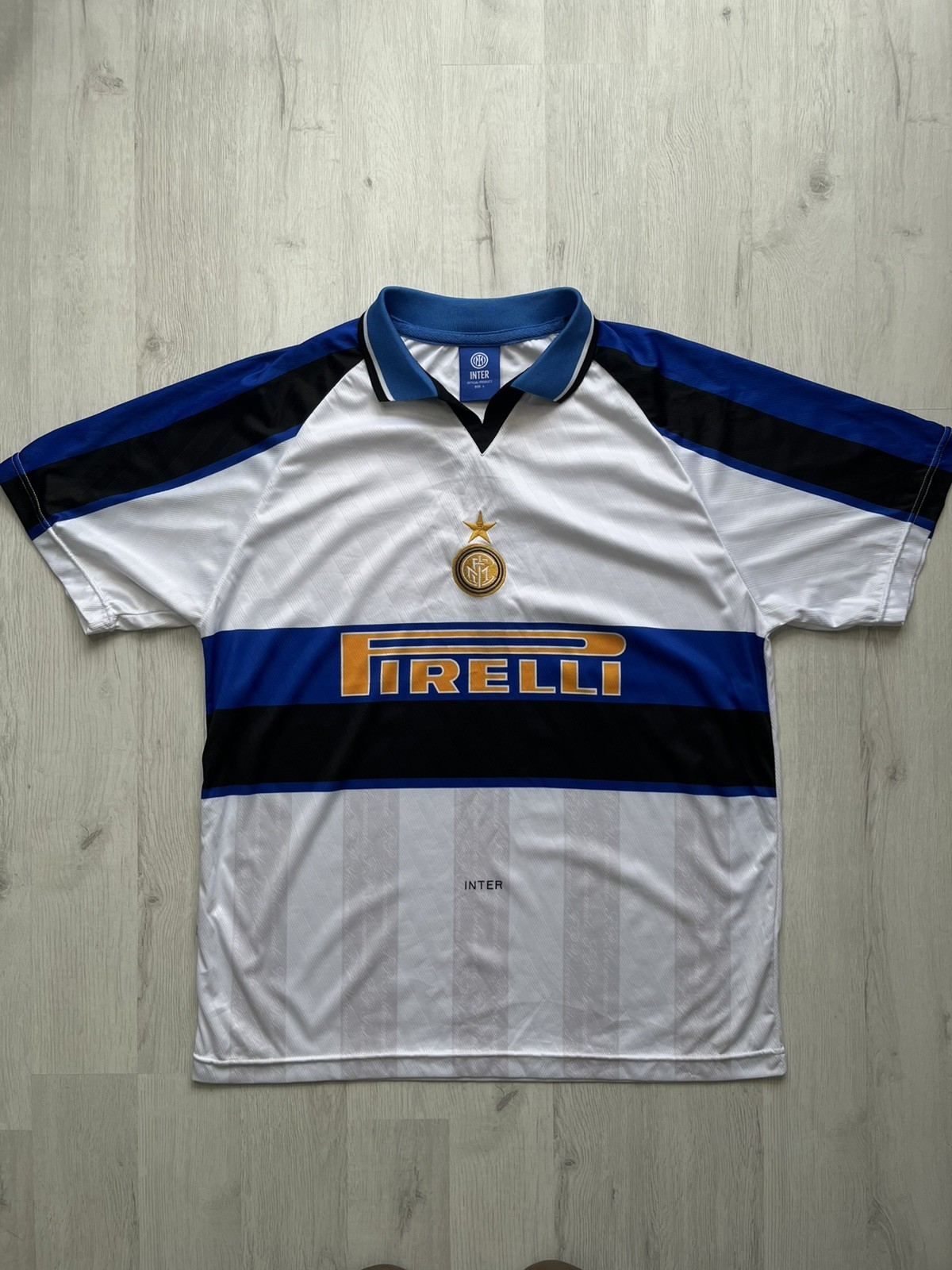 INTER MILAN 1996/1997 SCORE DRAW REPLICA AWAY SOCCER JERSEY FOOTBALL SHIRT Sz L