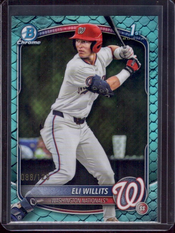 ELI WILLITS 2025 Bowman Chrome Draft 1st BDC-1 Aqua Reptilian Refractor RC #/125