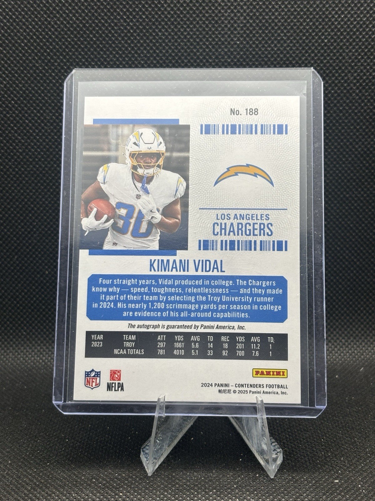 Kimani Vidal 2024 Contenders, 188, Rookie Ticket Green Sunburst Autograph