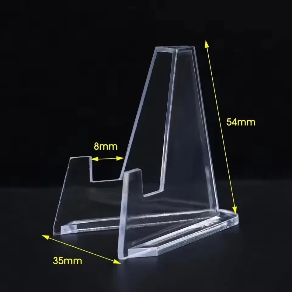 Clear Acrylic Card Display Stand Coin Holder Easel Rack Collectibles