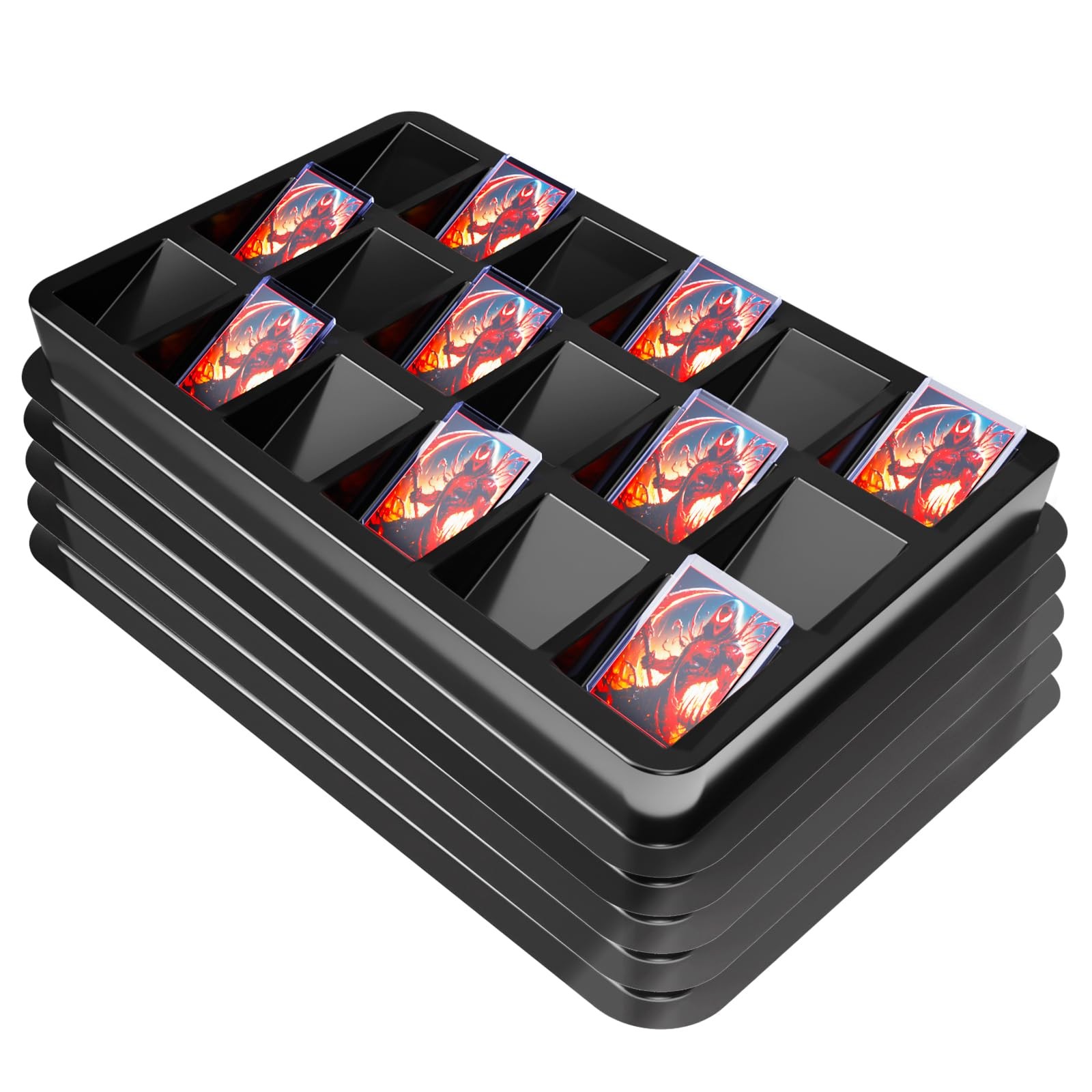 Card Sorting Tray for Toploader â€“ 5ct Stackable Trading Card Organizer Dis