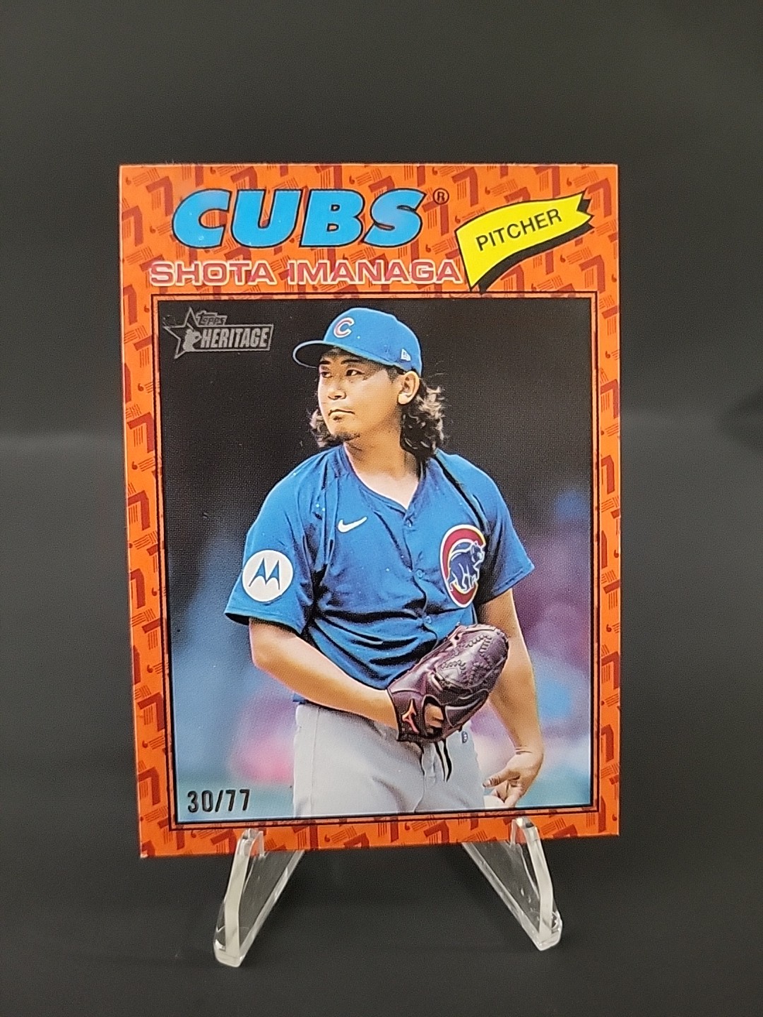 Topps 2026 Heritage Shota Imanaga Orange 77 Border 30/ 77 #202 Chicago Cubs