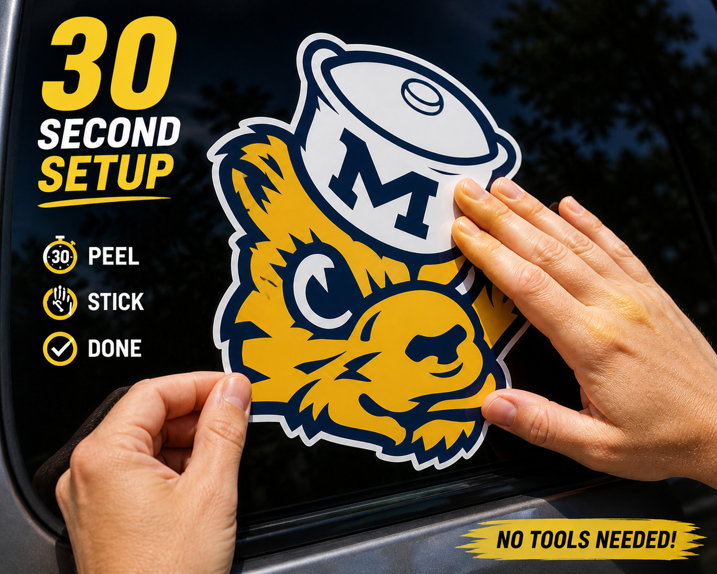 Michigan Wolverines Logo Laminated Vinyl Decal Sticker All Weather Safe
