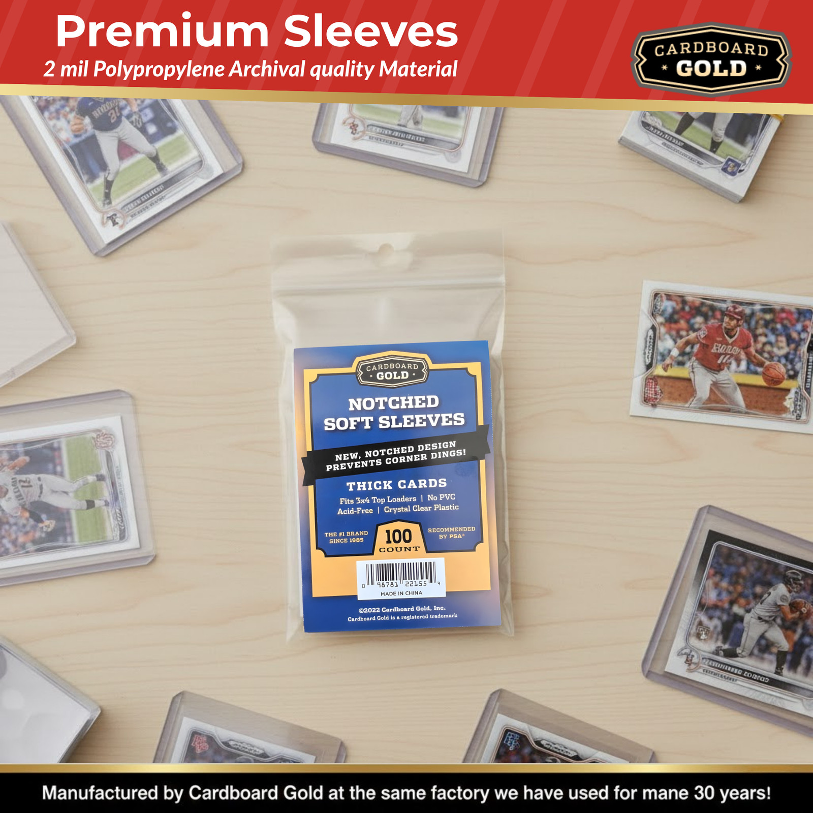 10,000 CBG Premium Easy Glide Notched Easy Load THICK Card Soft Sleeves 🔥